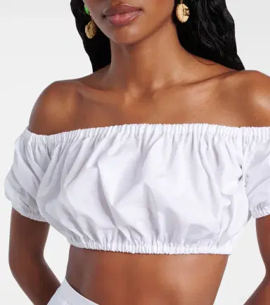 Dolce & Gabbana Off-shoulder cotton crop top | Thumbnail 3