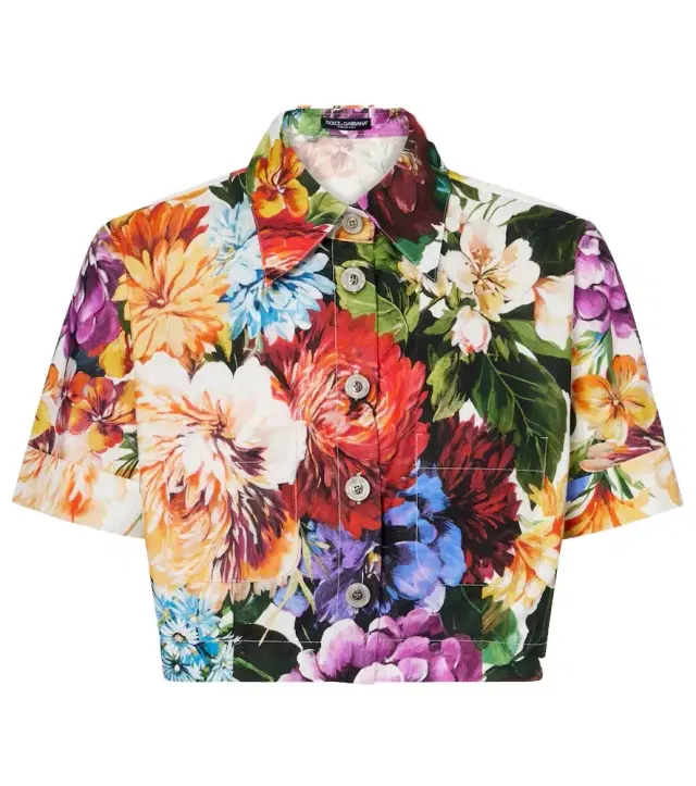 Dolce & Gabbana Cropped floral cotton shirt