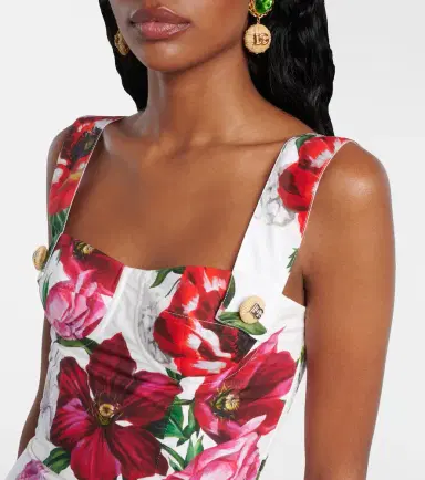 Dolce & Gabbana Floral cotton poplin bustier dress | Thumbnail 2