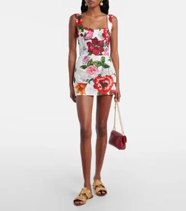 Dolce & Gabbana Floral cotton poplin bustier dress | Thumbnail 5