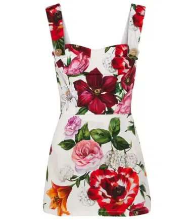 Dolce & Gabbana Floral cotton poplin bustier dress | Thumbnail 1