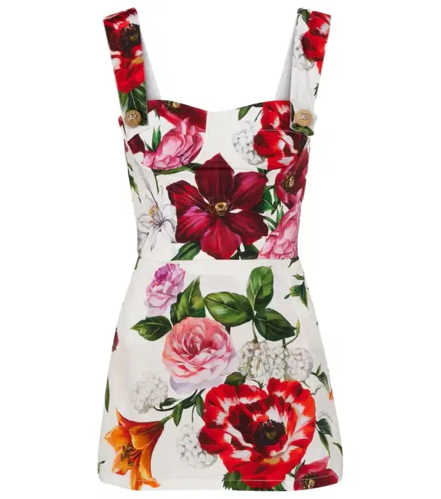 Dolce & Gabbana Floral cotton poplin bustier dress