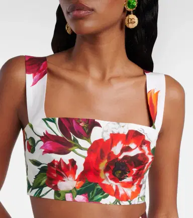 Dolce & Gabbana Floral cotton poplin bra top | Thumbnail 2