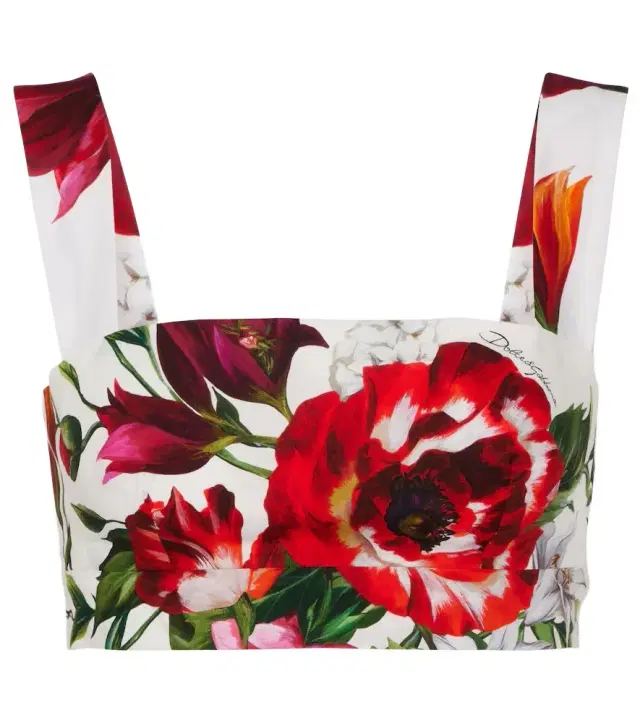 Dolce & Gabbana Floral cotton poplin bra top