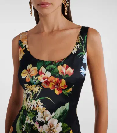 Dolce & Gabbana Floral satin midi dress | Thumbnail 3 Dolce & Gabbana Floral satin midi dress | Thumbnail 3