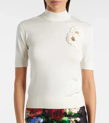 Dolce & Gabbana Embellished turtleneck silk top | Thumbnail 5