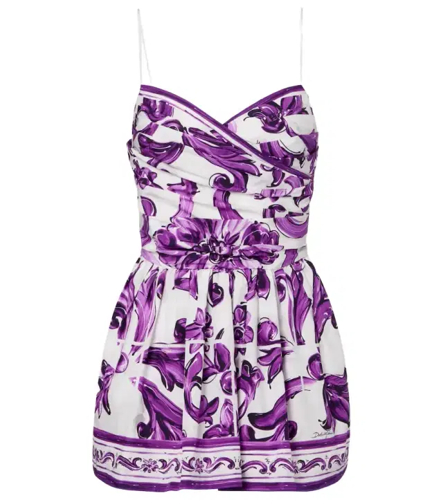 Dolce & Gabbana Majolica cotton poplin bustier dress