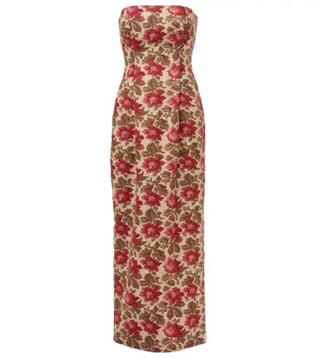 Posse Rosalie floral linen bustier dress