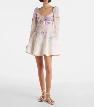Zimmermann Dawning floral puff-sleeve linen minidress | Thumbnail 5