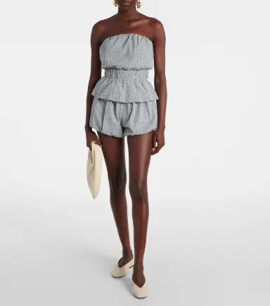 Posse Aurelia gingham strapless cotton top | Thumbnail 2