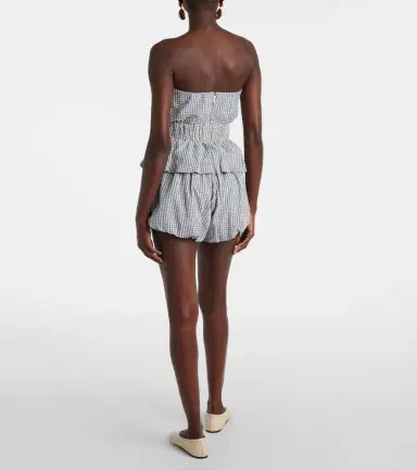 Posse Aurelia gingham strapless cotton top | Thumbnail 4
