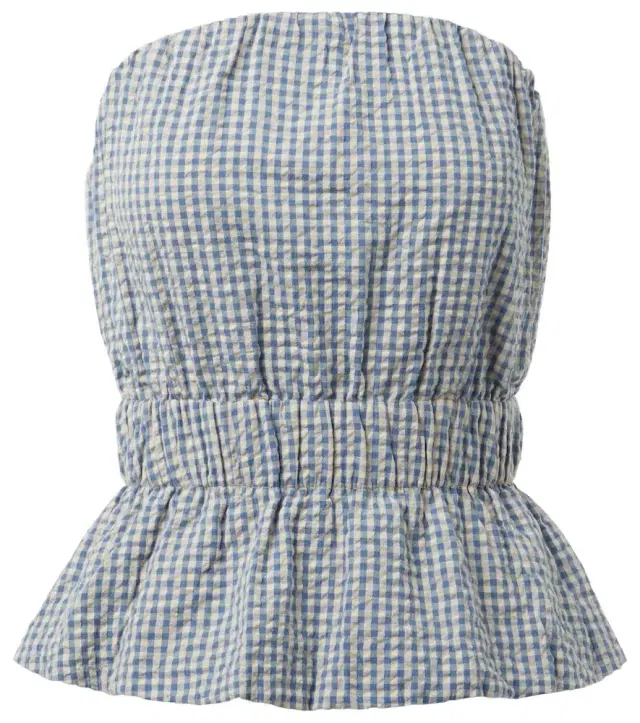 Posse Aurelia gingham strapless cotton top