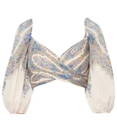 Zimmermann Paisley puff-sleeve crop top | Thumbnail 1 Zimmermann Paisley puff-sleeve crop top | Thumbnail 1