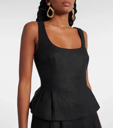 Posse Rosalie peplum linen top | Thumbnail 3