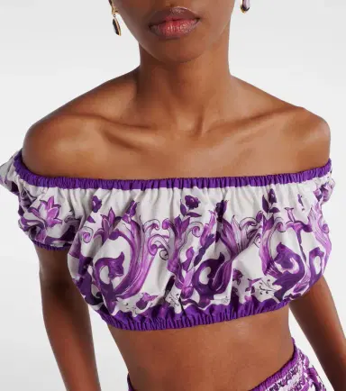 Dolce & Gabbana Majolica cotton crop top | Thumbnail 4