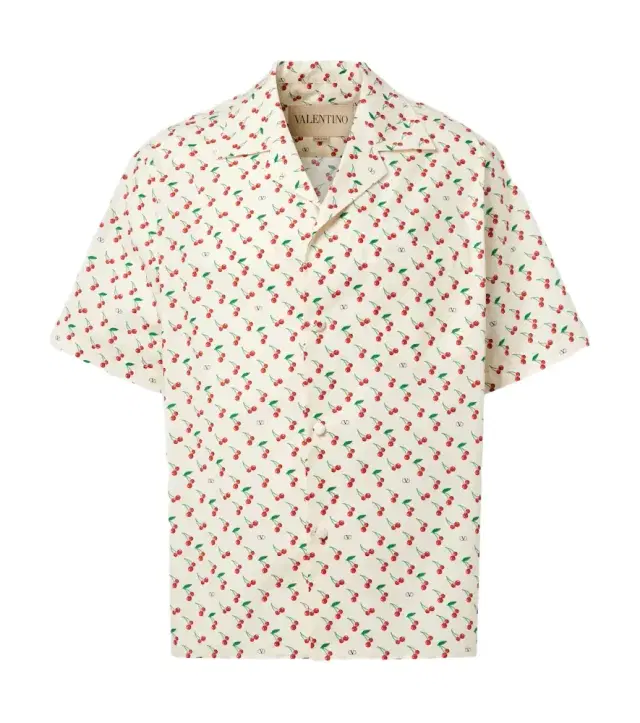 Valentino Cherryfic cotton poplin bowling shirt
