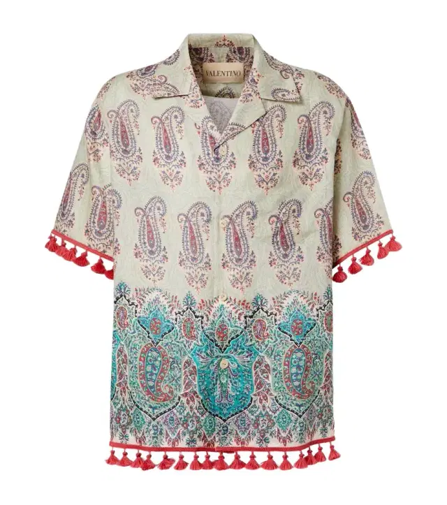 Valentino Paisley linen bowling shirt