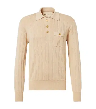Valentino Ribbed-knit cotton polo sweater | Thumbnail 1