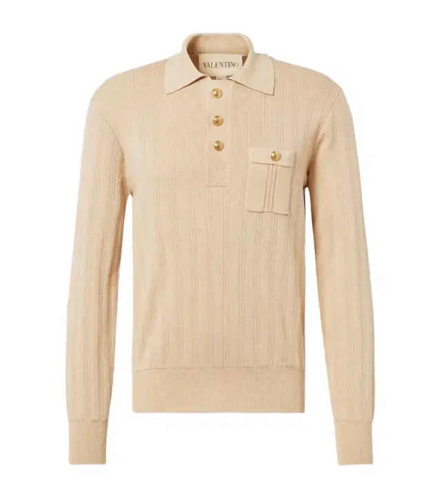 Valentino Ribbed-knit cotton polo sweater