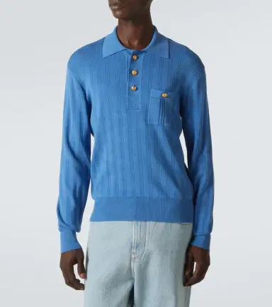 Valentino Ribbed-knit cotton polo sweater | Thumbnail 4