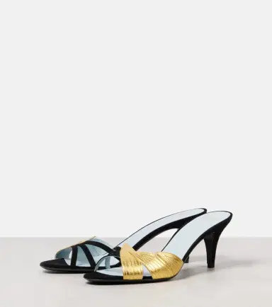 Valentino Garavani Foliefoliage 65 suede and leather sandals | Thumbnail 3