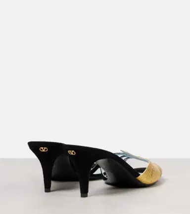 Valentino Garavani Foliefoliage 65 suede and leather sandals | Thumbnail 4