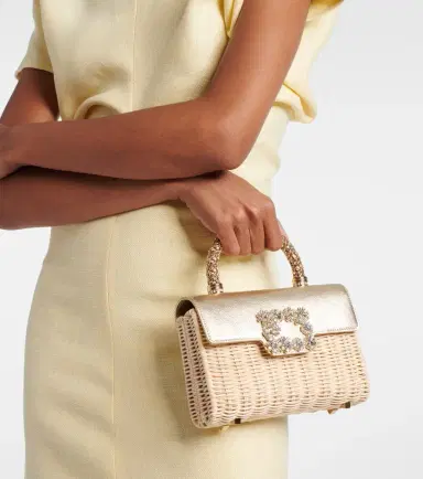 Roger Vivier Jewel Efflorescence Mini rattan tote bag | Thumbnail 5