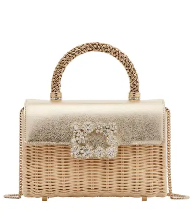 Roger Vivier Jewel Efflorescence Mini rattan tote bag | Thumbnail 1
