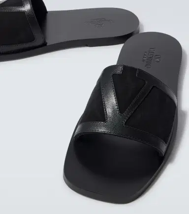 Valentino Garavani Viva Superstar leather and suede slides | Thumbnail 2 Valentino Garavani Viva Superstar leather and suede slides | Thumbnail 2