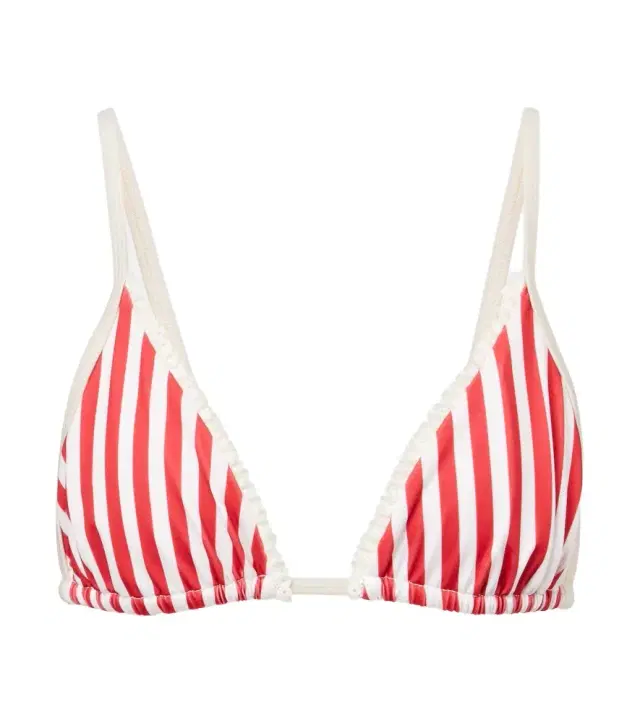 Candy striped triangle bikini top