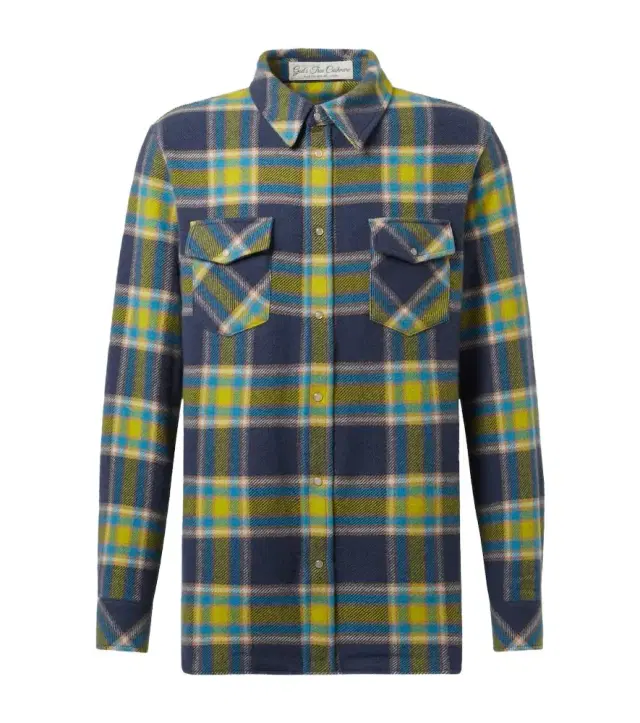 Explorer plaid cashmere shirt with quartz