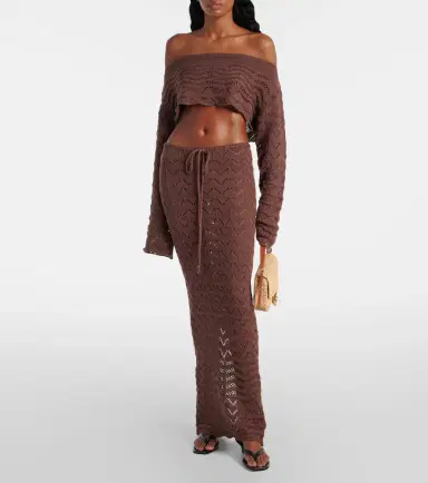 Bananhot Helena cotton-blend crochet maxi skirt | Thumbnail 3