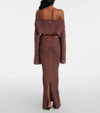 Bananhot Helena cotton-blend crochet maxi skirt | Thumbnail 5