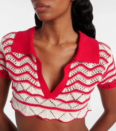 Bananhot Coco cropped cotton-blend crochet top | Thumbnail 3