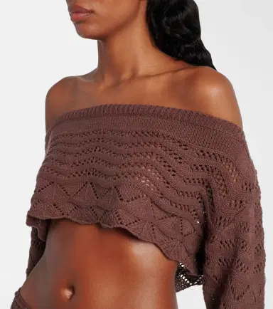 Bananhot Helena crochet cotton-blend crop top | Thumbnail 3