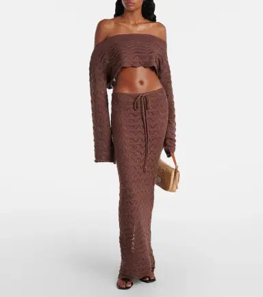 Bananhot Helena crochet cotton-blend crop top | Thumbnail 4