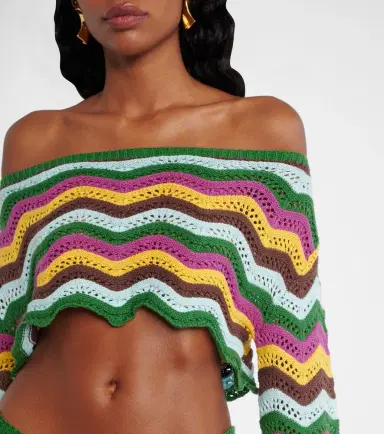 Bananhot Helena striped cotton-blend crop top | Thumbnail 5