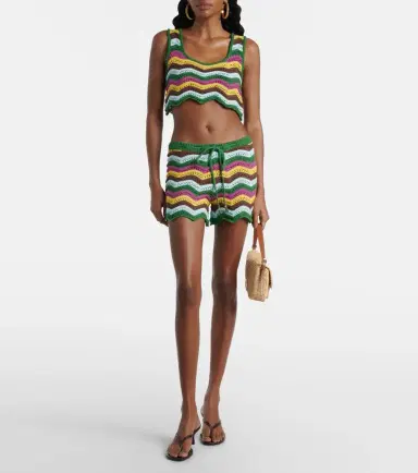 Bananhot Kim striped crochet cotton-blend shorts | Thumbnail 3