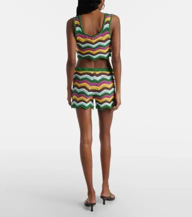 Bananhot Kim striped crochet cotton-blend shorts | Thumbnail 4