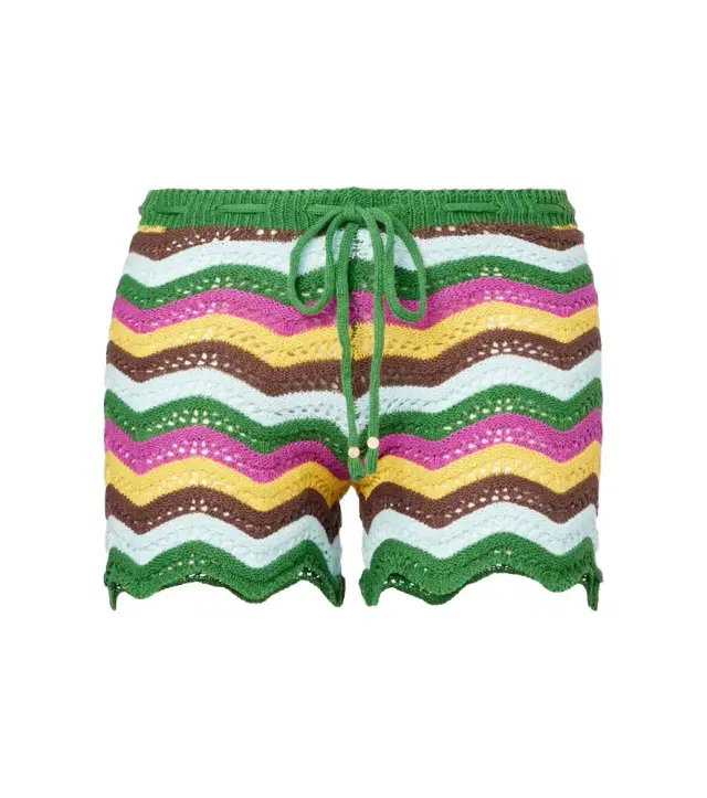 Bananhot Kim striped crochet cotton-blend shorts