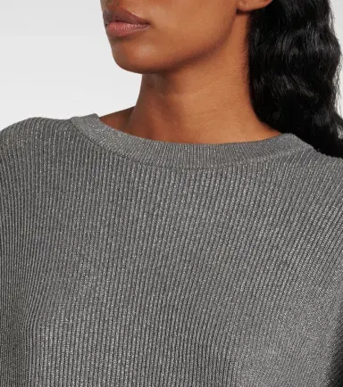 Brunello Cucinelli Cotton-blend lamé sweater | Thumbnail 5 Brunello Cucinelli Cotton-blend lamé sweater | Thumbnail 5
