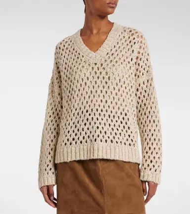 Brunello Cucinelli Sequined silk and linen-blend sweater | Thumbnail 4 Brunello Cucinelli Sequined silk and linen-blend sweater | Thumbnail 4