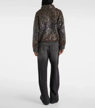 Brunello Cucinelli Sequined mohair-blend zip-up sweater | Thumbnail 3