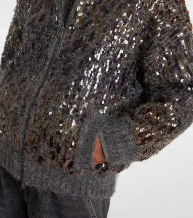 Brunello Cucinelli Sequined mohair-blend zip-up sweater | Thumbnail 4