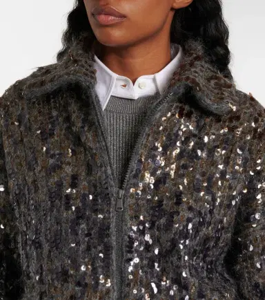 Brunello Cucinelli Sequined mohair-blend zip-up sweater | Thumbnail 5