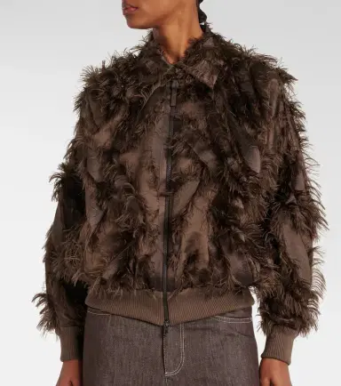 Brunello Cucinelli Feather-trimmed jacket | Thumbnail 2