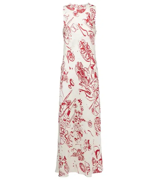 ASCENO Printed silk maxi dress