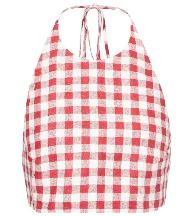 ASCENO Marseille gingham linen crop top