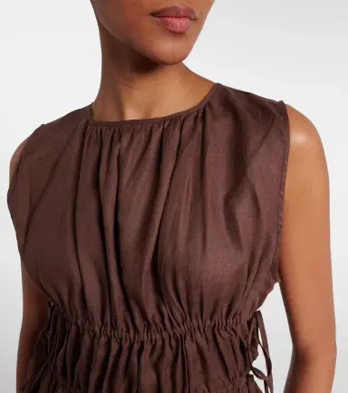 ASCENO Gathered linen minidress | Thumbnail 2
