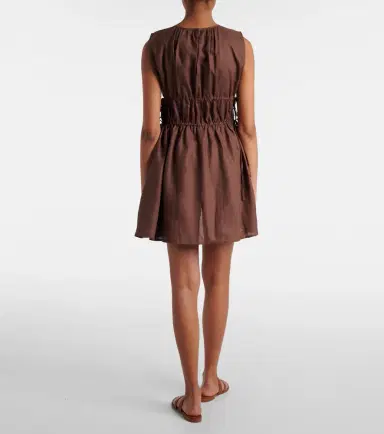 ASCENO Gathered linen minidress | Thumbnail 4